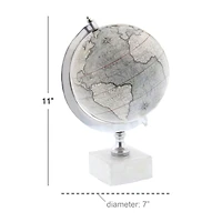11" White Ceramic & Metal Contemporary Globe