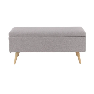 40" Modern Rectangular Gray Polyester Storage Bench