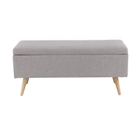 40" Modern Rectangular Gray Polyester Storage Bench