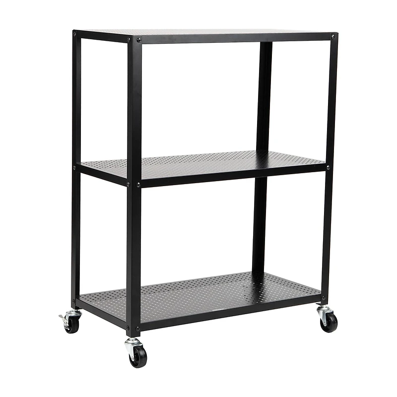 Mind Reader Rolling Cart, Microwave Stand, 3-Tier, Coffee Cart, Office, Metal, Black