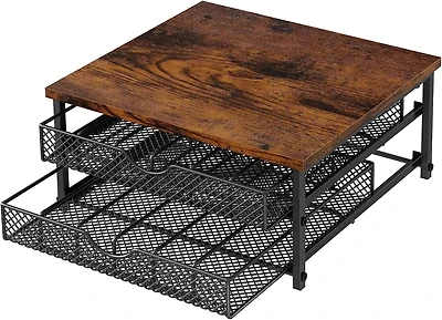 Black 2-Tier 72 Pods Drawer Coffee Organizer for K Cup