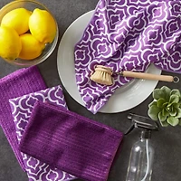 Eggplant Lattice Microfiber Dishtowel, 4ct.