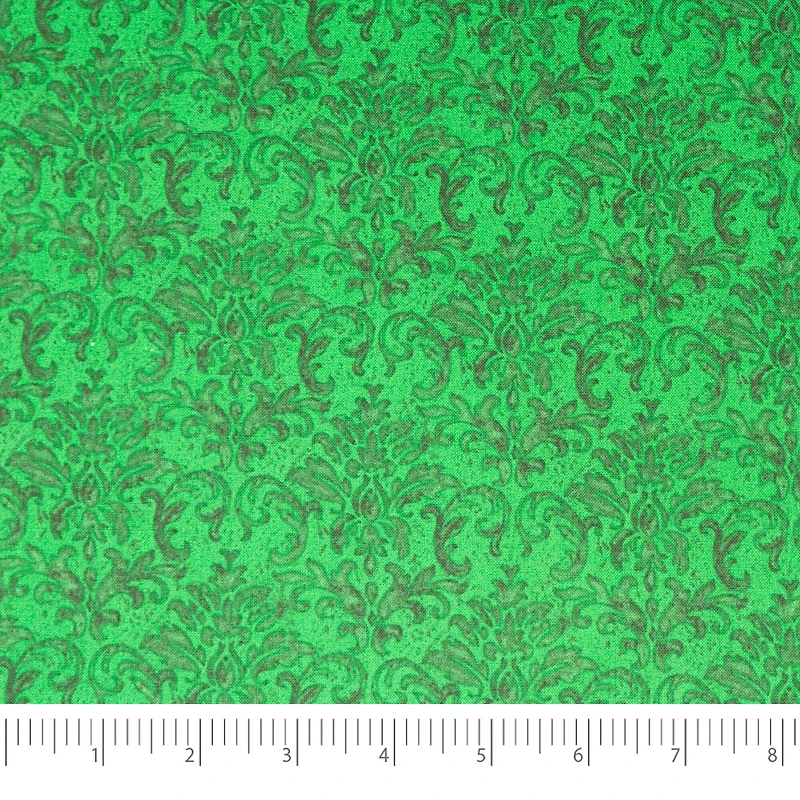 SINGER Christmas Holiday Green Damask Cotton Fabric
