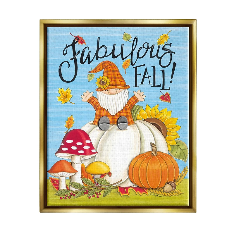 Stupell Industries Fabulous Fall Gnome Framed Floater Canvas Wall Art