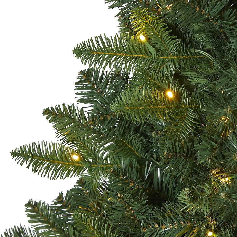 5ft. Pre-Lit Grand Teton Spruce Flat Back Artificial Christmas Tree, Clear LED Lights