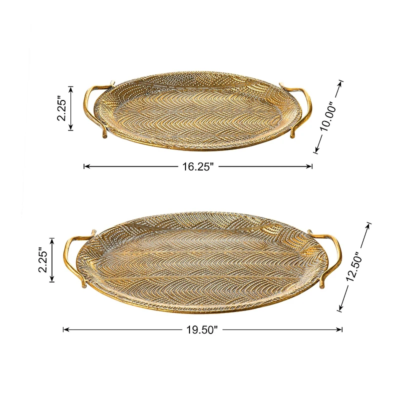 Glitzhome® Gold Oval Metal Decorative Trays Set