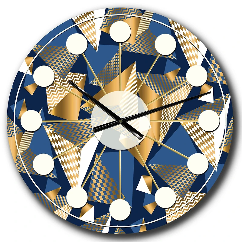Designart 'Gold And Blue Cubes Mid-Century Modern Wall Clock