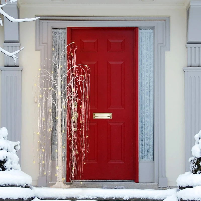 6ft. Pre-Lit Outdoor Willow Artificial Christmas Tree, Clear Lights