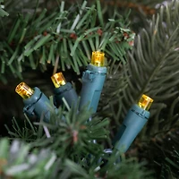 Wide Angle LED Christmas Lights - Yellow - 33' Green Wire - 100 ct