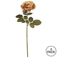 Light Brown Autumn French Rose Artificial Stem, 3ct.