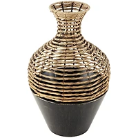 18" Brown Seagrass Handmade Twisted Vase