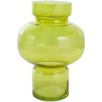 Eclectic Green Glass Round Vase Set