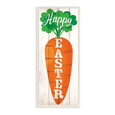 Stupell Industries Happy Easter Vertical Rustic Carrot Sign Phrase Wall Plaque Art