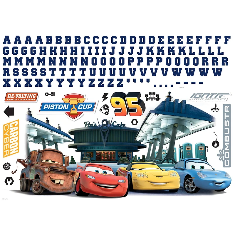 RoomMates Cars Peel & Stick Giant Wall Decal Set with Alphabet