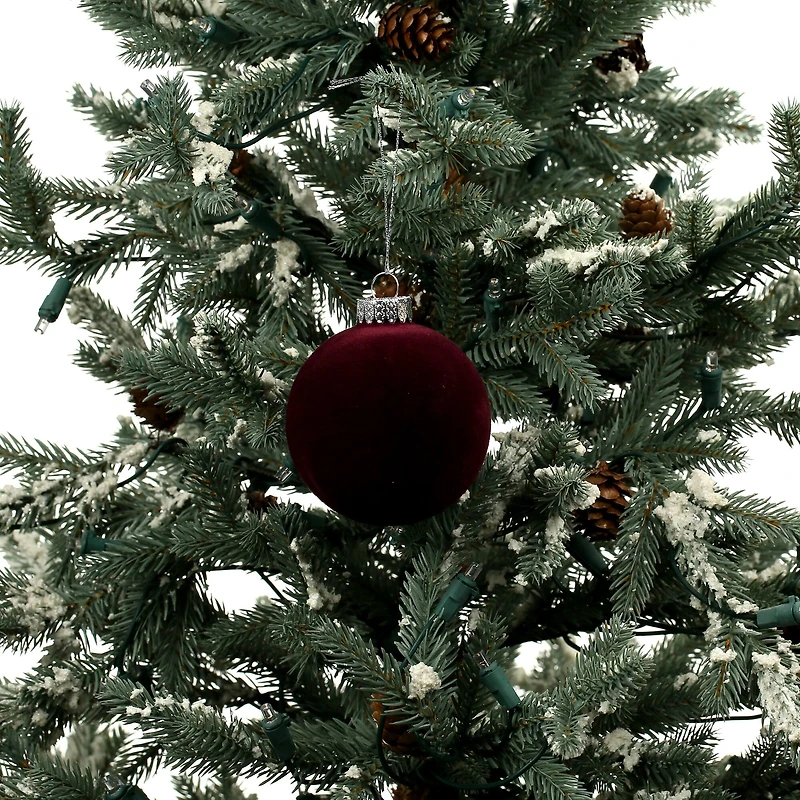 4 Pack 3.1" Purple Flocked Glass Ball Ornaments by Ashland®