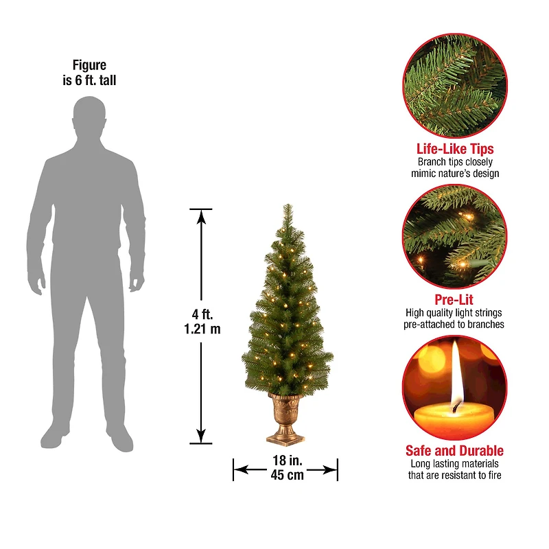 4ft. Pre-Lit Montclair Spruce Entrance Artificial Christmas Tree with Clear Lights