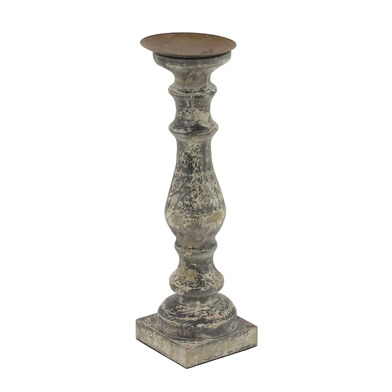 Distressed Brown Wood Traditional Candle Holder Set, 3ct. 