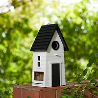 Glitzhome® 14.25" Modern White Wood Garden Birdhouse