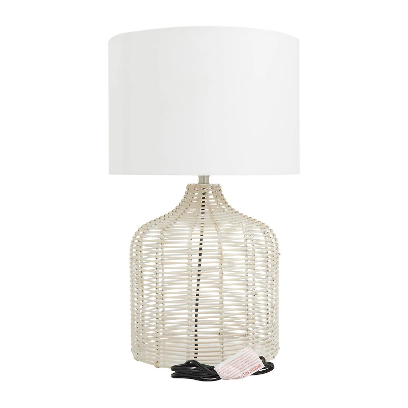 Beige Linen Coastal Table Lamp, 25" x 15" x 15"