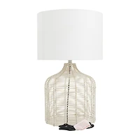 Beige Linen Coastal Table Lamp, 25" x 15" x 15"