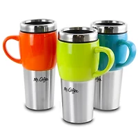 Mr. Coffee Traverse 16oz. Stainless Steel & Ceramic Travel Mug Set