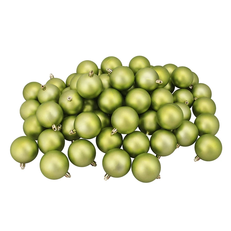 60ct Matte Green Kiwi Shatterproof  Ball Ornaments