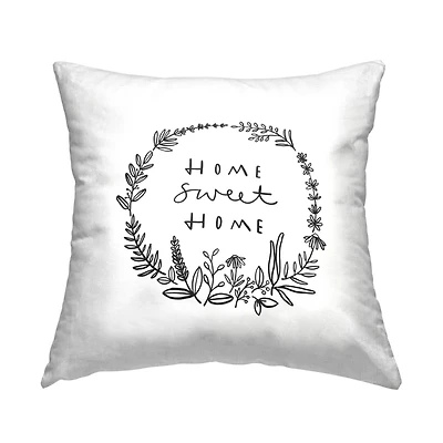 Stupell Industries Sweet Home Casual Botanical Wreath Throw Pillow, 18" x 18"