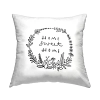 Stupell Industries Sweet Home Casual Botanical Wreath Throw Pillow, 18" x 18"