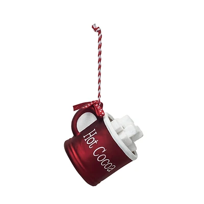 Hello Honey® 3.25" Glass Hot Cocoa Mug Ornament with Polka Dot Ribbon