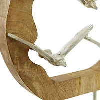 Silver Aluminum Contemporary Sculpture, Bird 13" x 10" x 3"