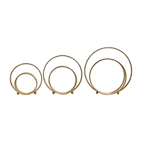 Gold Metal Geometric Layered Ring Sculpture Set