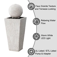 Glitzhome® 32" Rippling Floating Sphere Outdoor Fountain with LED Light