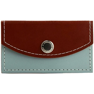 JAM Paper Brown & Gray Leather Business Card Holder Case with Snap Closure