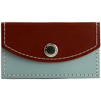 JAM Paper Brown & Gray Leather Business Card Holder Case with Snap Closure