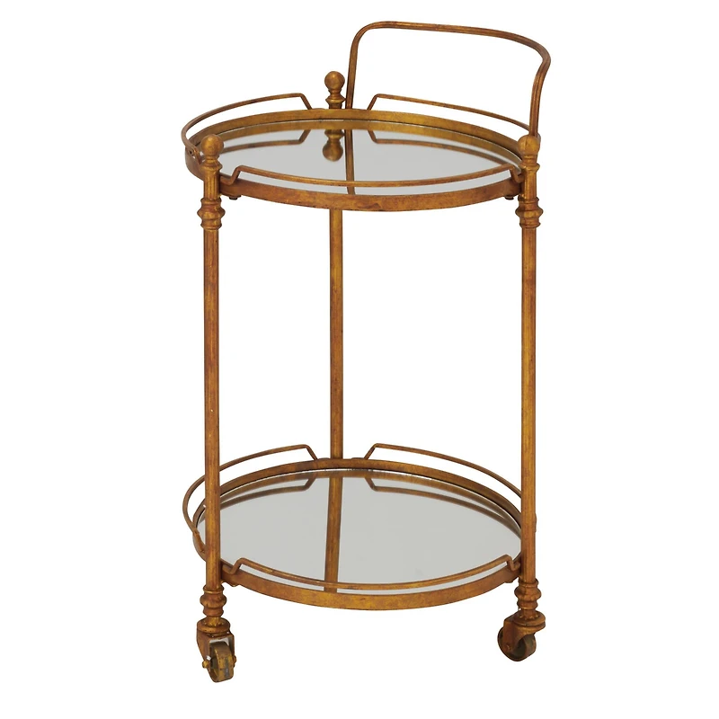 Brass Iron Bar Cart, 31" x 19" x 18"