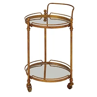 Brass Iron Bar Cart, 31" x 19" x 18"