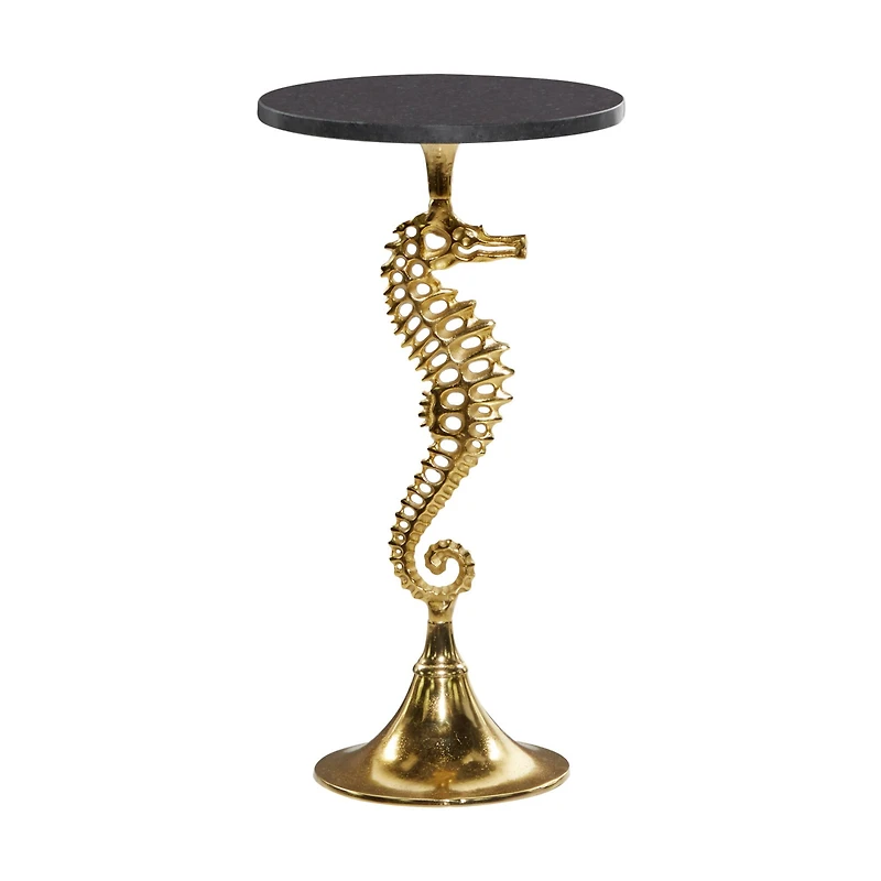 25" Gold Aluminum Coastal Accent Table