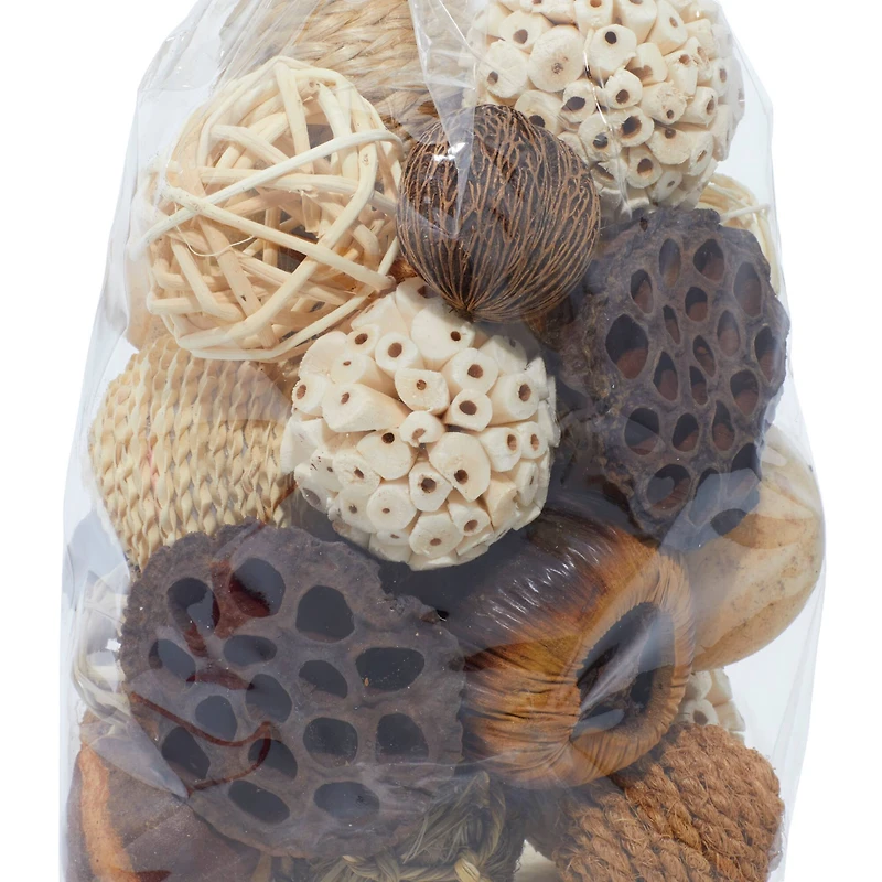 Natural Brown Dried Floral & Rope Orb Vase Filler, 2ct.