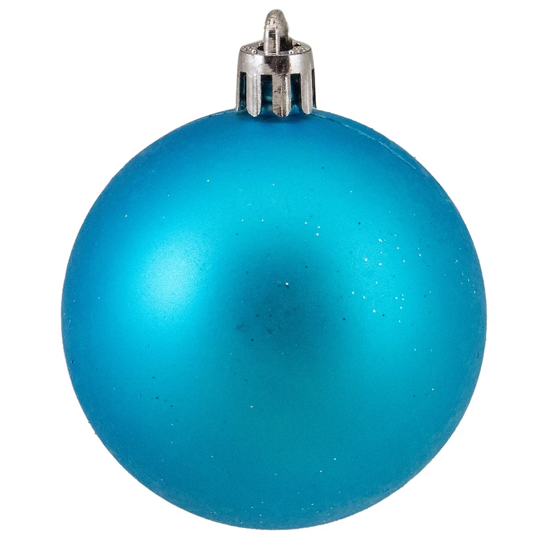 60ct Shatterproof Turquoise Blue 4-Finish Ball Ornaments