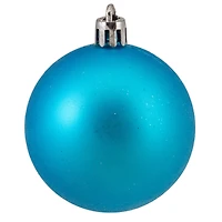 60ct Shatterproof Turquoise Blue 4-Finish Ball Ornaments
