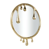 43" Gold Abstract Drip Framed Round Wall Mirror