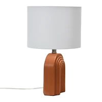 Hello Honey® 19" Carved Arch Stoneware Table Lamp with Linen Drum Shade