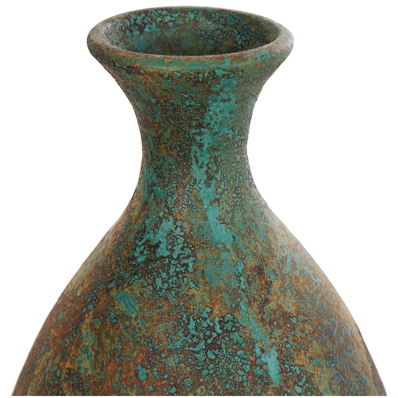 2.5ft. Green Ceramic Tall Distressed Antique Style Vase