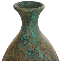 2.5ft. Green Ceramic Tall Distressed Antique Style Vase