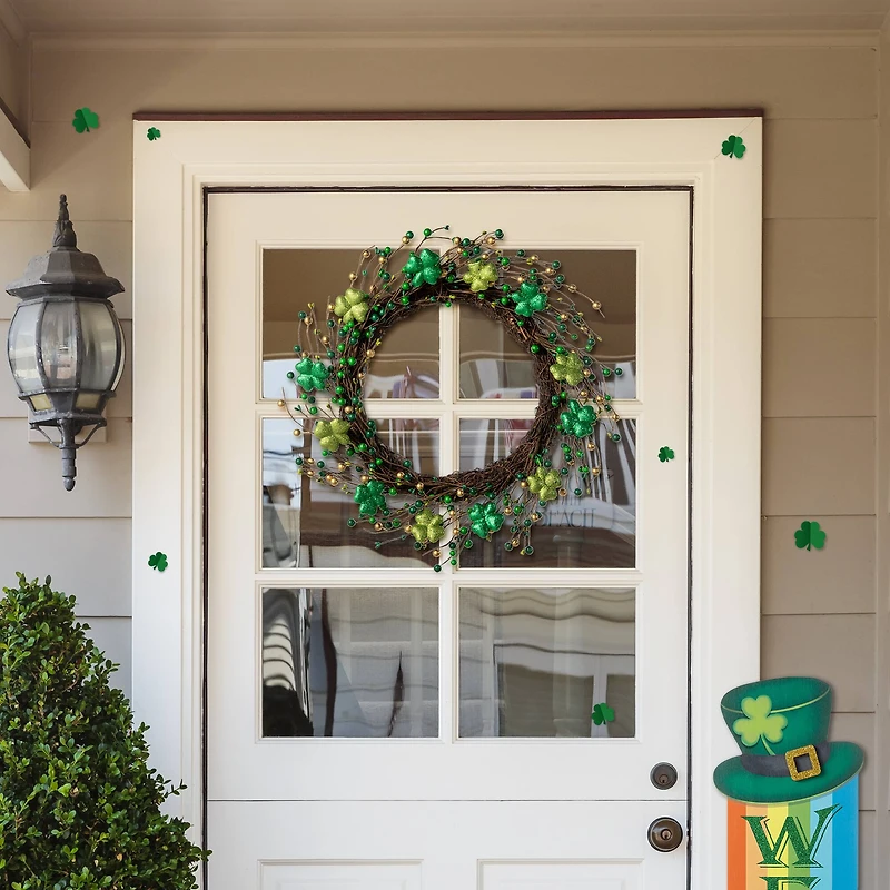 Glitzhome® 20" St. Patrick's Day Shamrock Berry Wreath