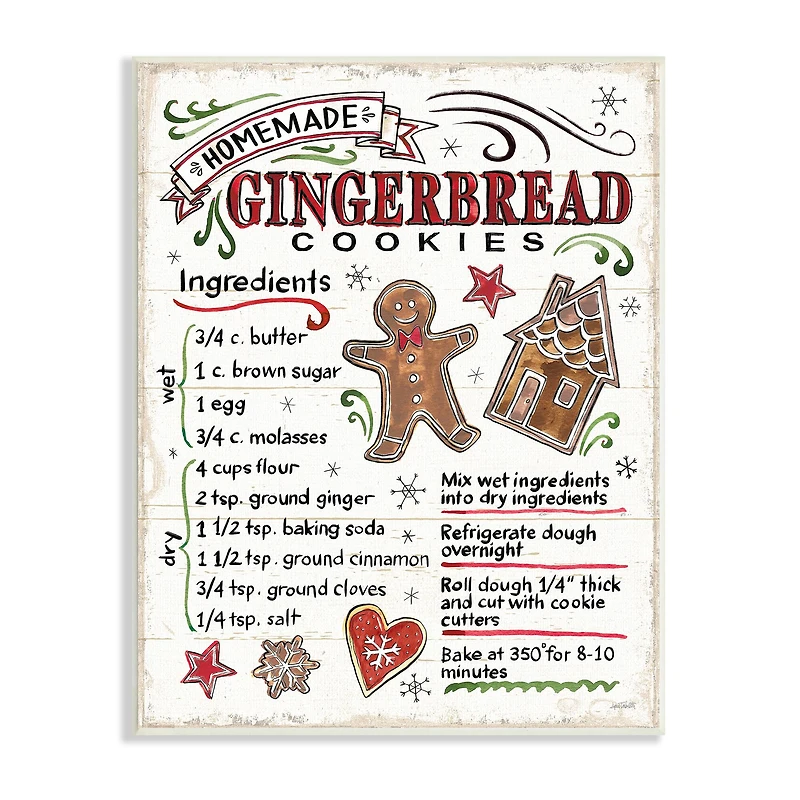 Stupell Industries 15" Homemade Gingerbread Cookies Recipe Wall Plaque