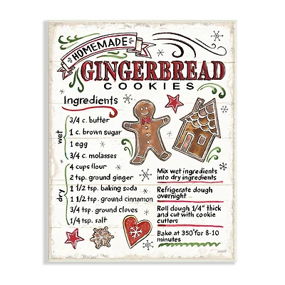 Stupell Industries 15" Homemade Gingerbread Cookies Recipe Wall Plaque
