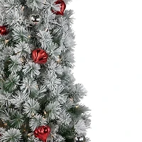 4.5ft. Pre-Lit Snowy Bristle Pine Artificial Christmas Tree, Clear Lights