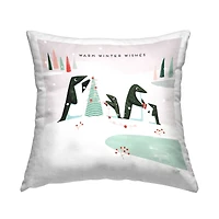 Stupell Industries Warm Winter Wishes Penguins Throw Pillow