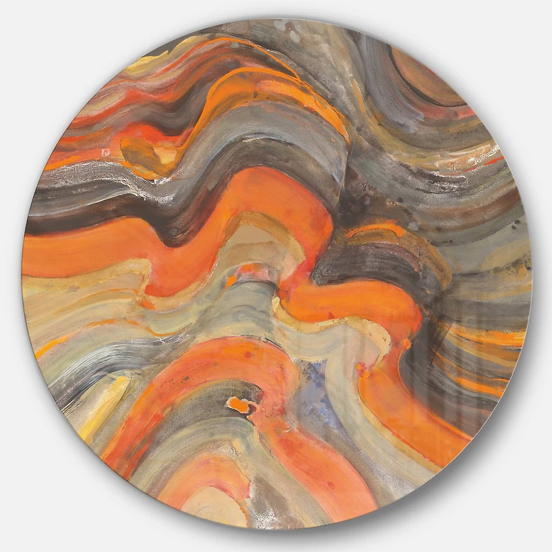 Designart - Abstract Gilded Orange Waves